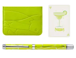 Stylo-bille belius cocktails margarita aluminium encre bleue relief vert lime argente boite design