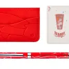 Stylo-bille belius cocktails bloody mary aluminium encre bleue relief rouge argente boite design