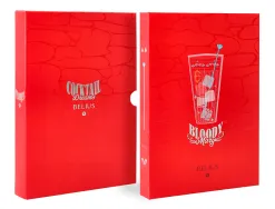 Stylo-bille belius cocktails bloody mary aluminium encre bleue relief rouge argente boite design