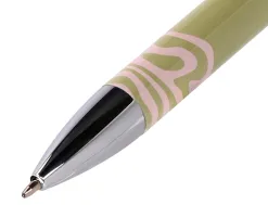 Stylo-bille belius ink dreams aluminium attributs argent encre bleue coloris vert matcha ondulations rose coffret cadeau