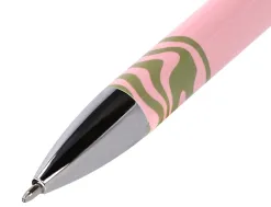 Stylo-bille belius ink dreams aluminium attributs argent encre bleue coloris rose ondulations vert matcha coffret cadeau