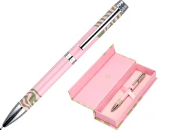 Stylo-bille belius ink dreams aluminium attributs argent encre bleue coloris rose ondulations vert matcha coffret cadeau