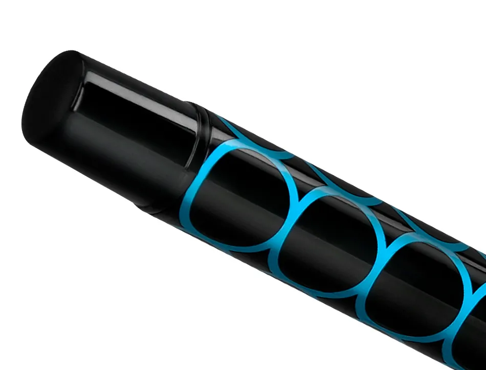Stylo-bille belius legacy aluminium encre bleue design cercles bleux corps noir boite design