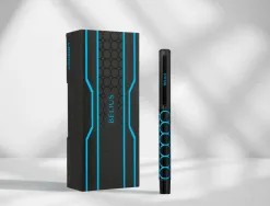 Stylo-bille belius legacy aluminium encre bleue design cercles bleux corps noir boite design