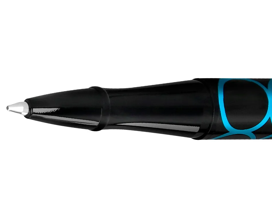 Stylo-bille belius legacy aluminium encre bleue design cercles bleux corps noir boite design