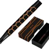 Stylo-bille belius legacy aluminium encre bleue design hexagone orange corps noir boite design