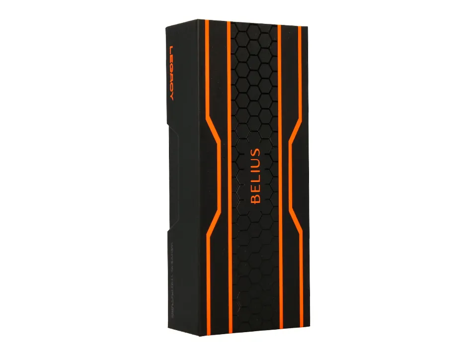 Stylo-bille belius legacy aluminium encre bleue design hexagone orange corps noir boite design