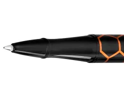 Stylo-bille belius legacy aluminium encre bleue design hexagone orange corps noir boite design