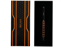 Stylo-bille belius legacy aluminium encre bleue design hexagone orange corps noir boite design