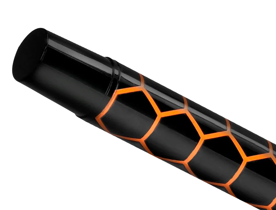 Stylo-bille belius legacy aluminium encre bleue design hexagone orange corps noir boite design