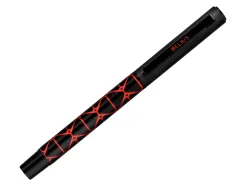 Stylo-bille belius legacy aluminium encre bleue design triangle rouge corps noir boite design