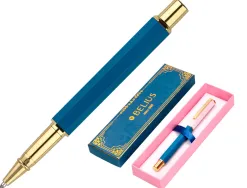 Stylo-bille belius macaron bliss hexagonal aluminium details et attributs or encre bleue col. bleu/rose coffret cadeau