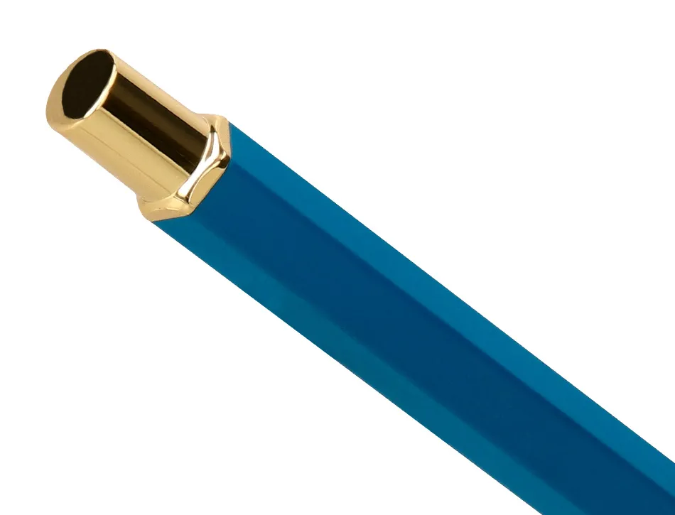 Stylo-bille belius macaron bliss hexagonal aluminium details et attributs or encre bleue col. bleu/rose coffret cadeau