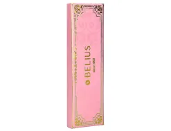 Stylo-bille belius macaron bliss hexagonal aluminium details et attributs or encre bleue coloris rose coffret cadeau