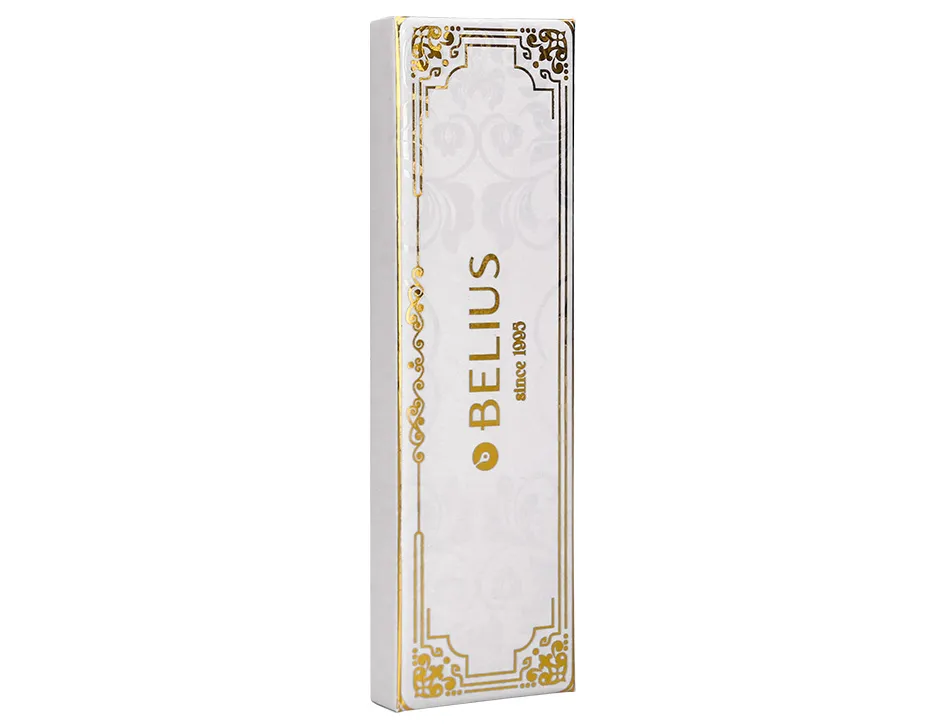 Stylo-bille belius macaron bliss hexagonal aluminium details et attributs or encre bleue coloris blanc coffret cadeau