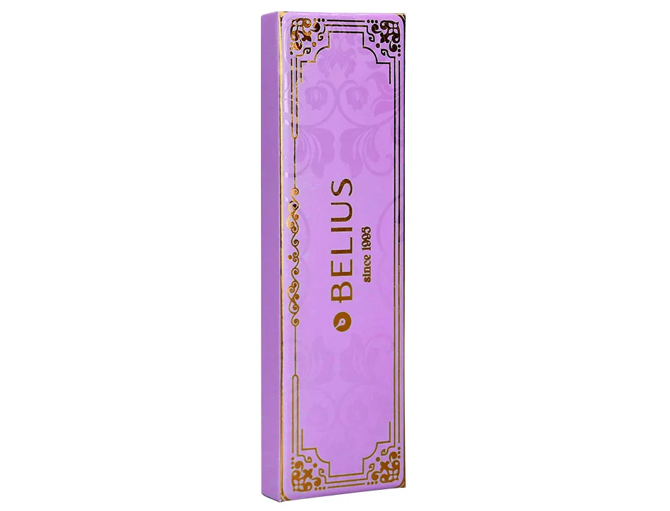 Stylo-bille belius macaron bliss hexagonal aluminium details et attributs or encre bleue coloris mauve coffret cadeau