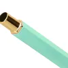 Stylo-bille belius macaron bliss hexagonal aluminium details et attributs or encre bleue coloris vert coffret cadeau