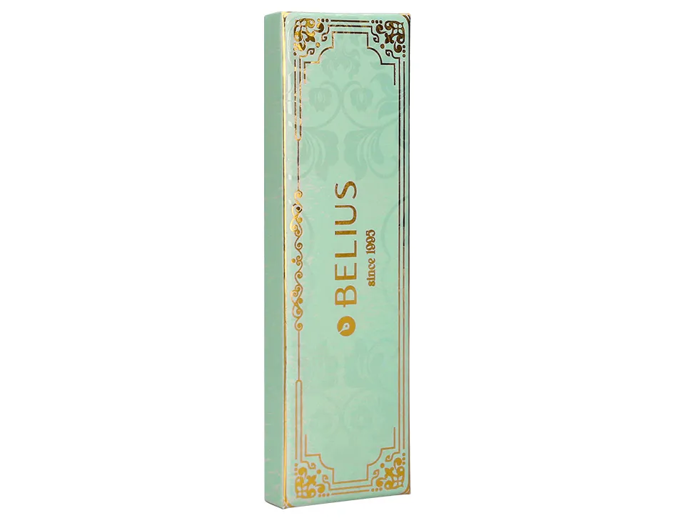 Stylo-bille belius macaron bliss hexagonal aluminium details et attributs or encre bleue coloris vert coffret cadeau