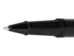 Stylo-bille belius neptuno corps aluminium texture wavy encre bleue coloris noir boite design