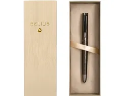 Stylo-bille belius neptuno aluminium texture ondulee attributs gun encre bleue coloris kaki dans coffret cadeau