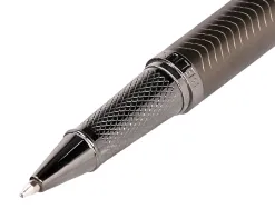 Stylo-bille belius neptuno aluminium texture ondulee attributs gun encre bleue coloris kaki dans coffret cadeau