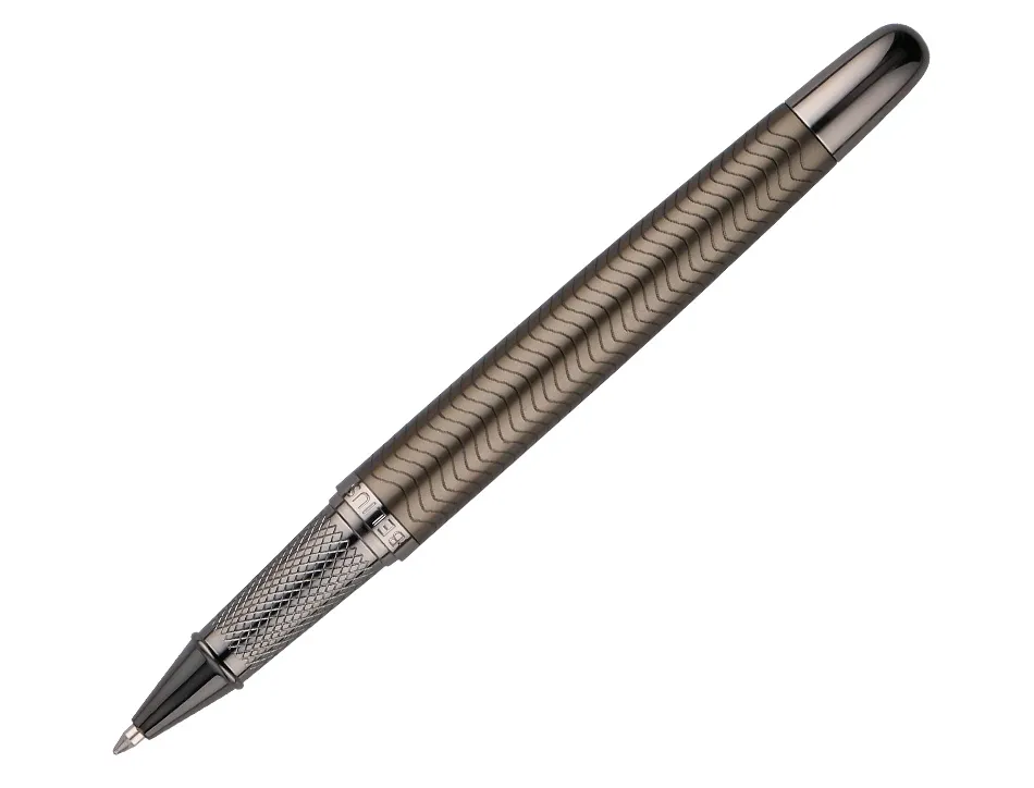 Stylo-bille belius neptuno aluminium texture ondulee attributs gun encre bleue coloris kaki dans coffret cadeau