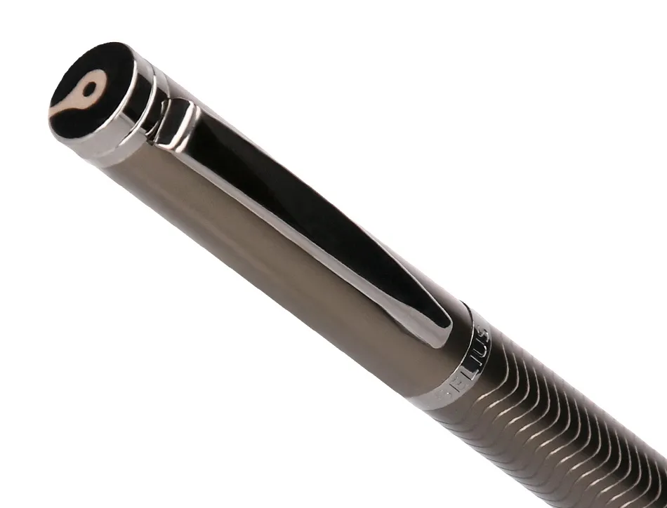 Stylo-bille belius neptuno aluminium texture ondulee attributs gun encre bleue coloris kaki dans coffret cadeau