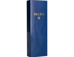 Stylo-bille belius neptuno aluminium texture ondulee attributs gun encre bleue coloris bleu marine dans coffret cadeau