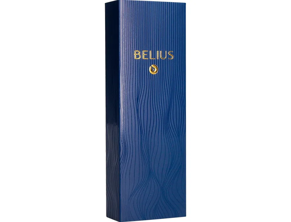 Stylo-bille belius neptuno aluminium texture ondulee attributs gun encre bleue coloris bleu marine dans coffret cadeau