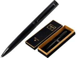 Stylo-bille belius origen aluminium brosse encre bleue coloris noir dans coffret cadeau
