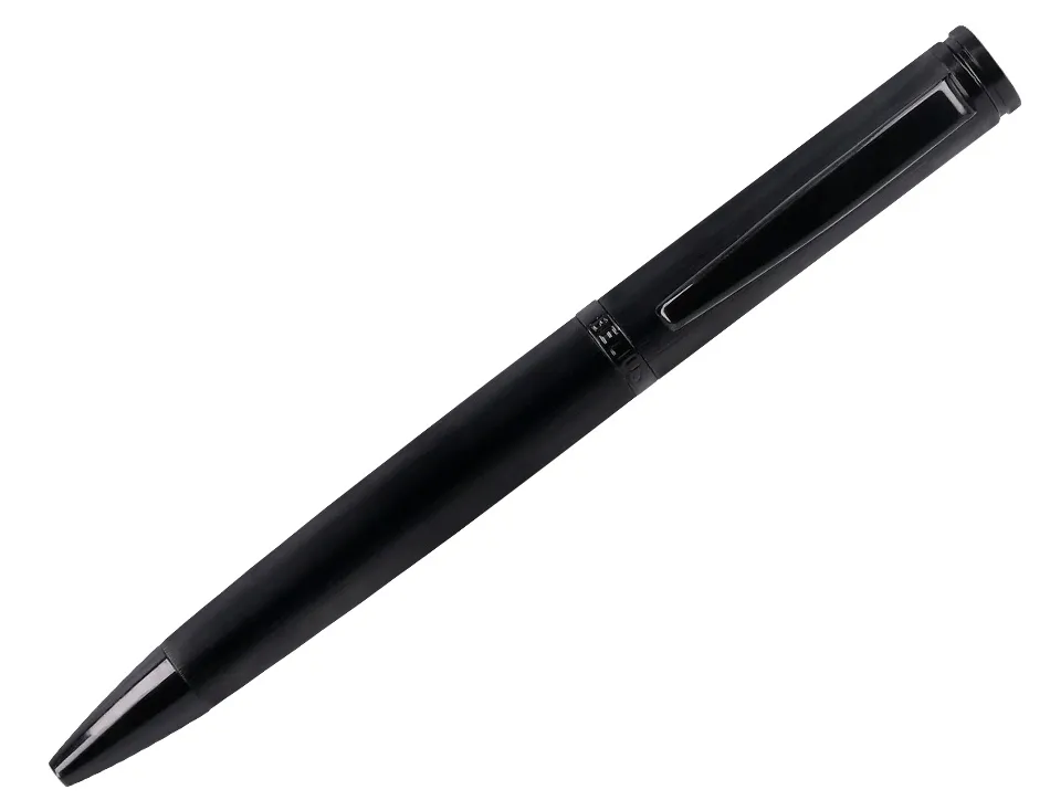 Stylo-bille belius origen aluminium brosse encre bleue coloris noir dans coffret cadeau