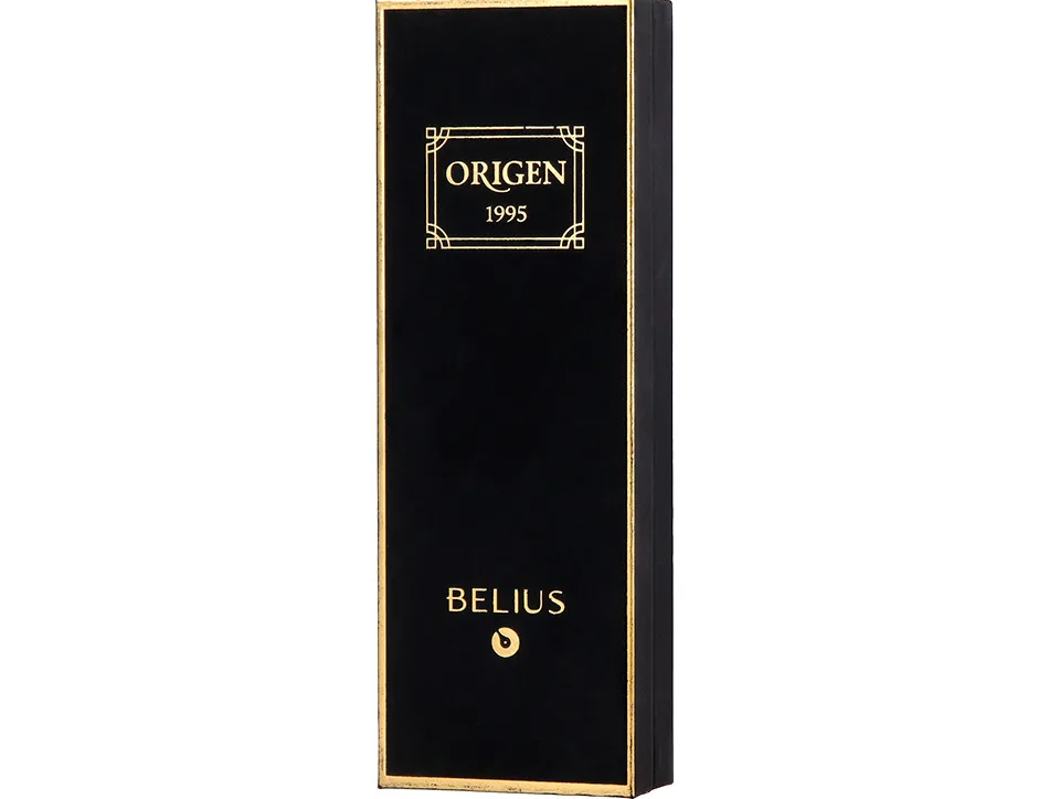 Stylo-bille belius origen aluminium brosse encre bleue coloris noir dans coffret cadeau