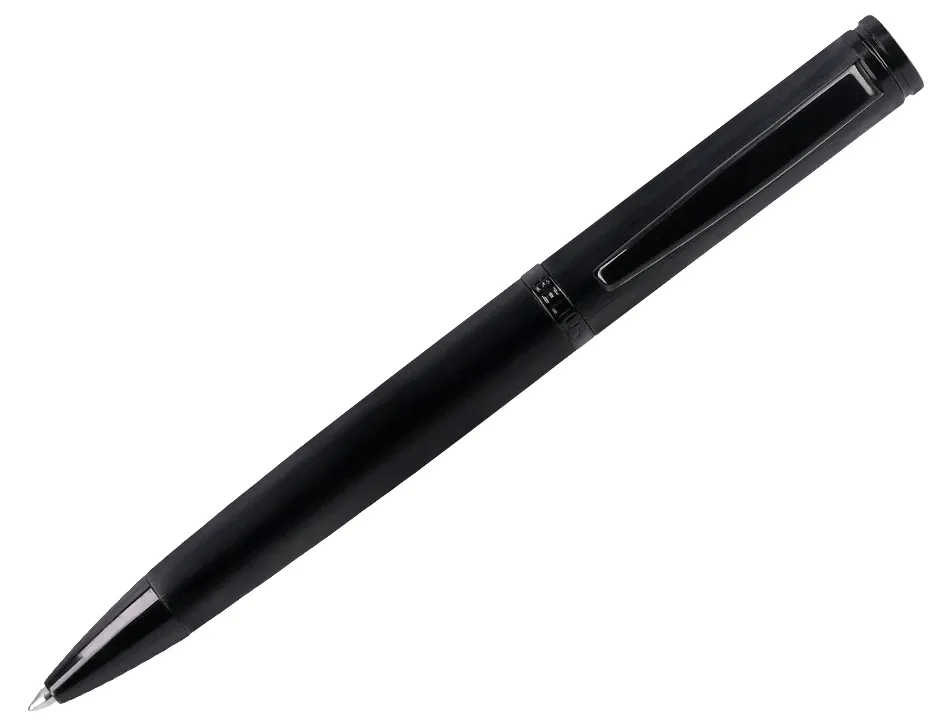Stylo-bille belius origen aluminium brosse encre bleue coloris noir dans coffret cadeau