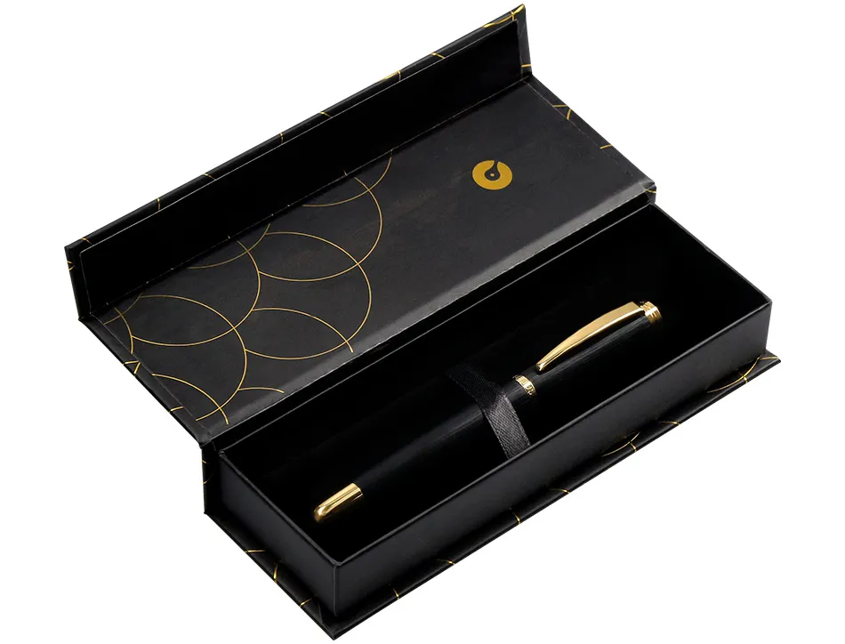Stylo-bille belius passion aluminium brosse attributs or encre bleue coloris noir dans coffret cadeau