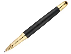 Stylo-bille belius passion aluminium brosse attributs or encre bleue coloris noir dans coffret cadeau