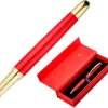 Stylo-bille belius passion aluminium brosse attributs or encre bleue coloris rouge dans coffret cadeau