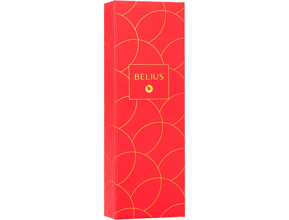 Stylo-bille belius passion aluminium brosse attributs or encre bleue coloris rouge dans coffret cadeau