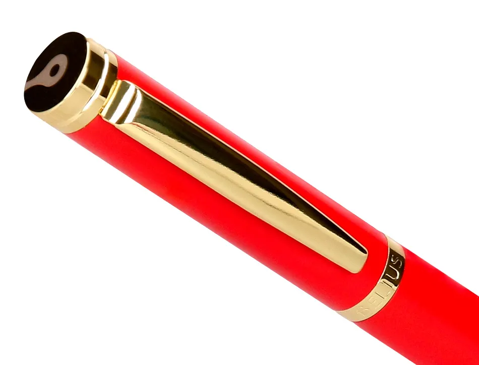 Stylo-bille belius passion aluminium brosse attributs or encre bleue coloris rouge dans coffret cadeau