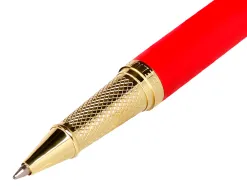 Stylo-bille belius passion aluminium brosse attributs or encre bleue coloris rouge dans coffret cadeau
