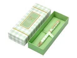 Stylo-bille belius picnic aluminium encre bleue coloris vert dore boite design