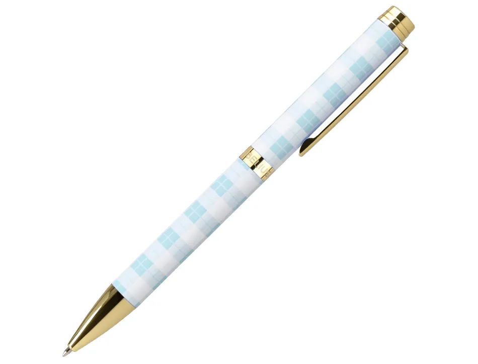 Stylo-bille belius picnic aluminium encre bleue coloris bleu ciel dore boite design