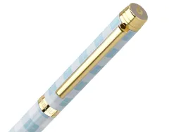 Stylo-bille belius picnic aluminium encre bleue coloris bleu ciel dore boite design