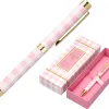Stylo-bille belius picnic aluminium encre bleue coloris rose dore boite design
