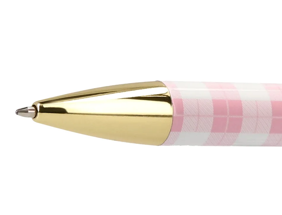 Stylo-bille belius picnic aluminium encre bleue coloris rose dore boite design