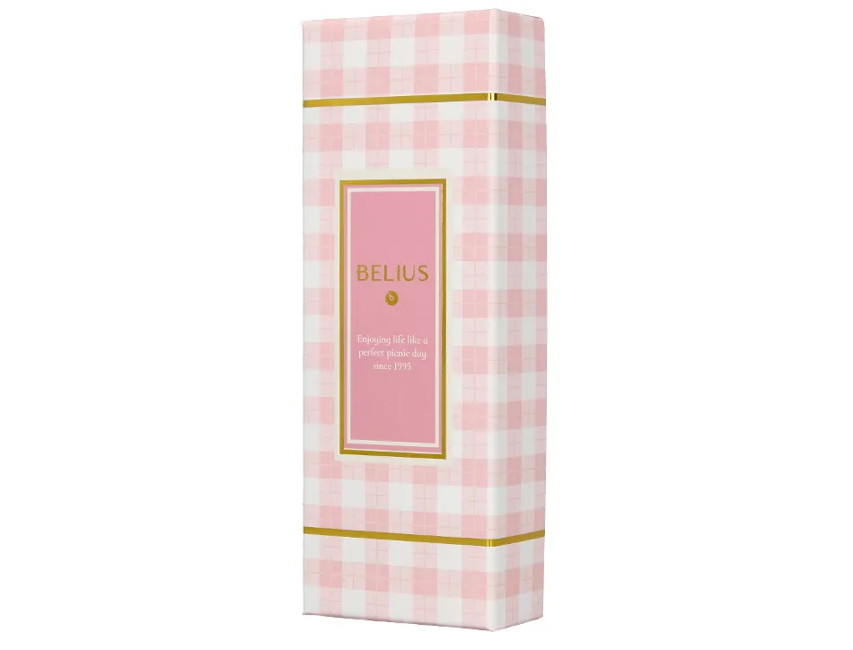 Stylo-bille belius picnic aluminium encre bleue coloris rose dore boite design
