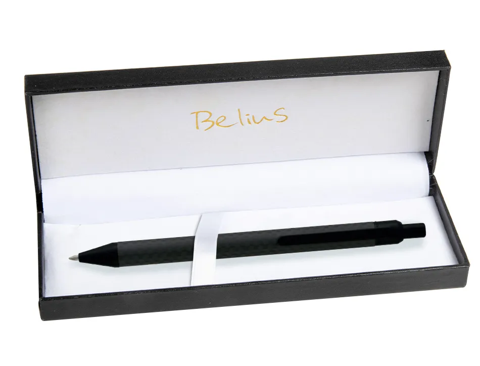 Stylo-bille belius postdam coloris noir corps en fibre de charbon encre bleue