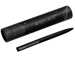 Stylo-bille belius rocket b monochrome sans agrafe encre bleue coloris noir dans coffret cadeau original cylindrique