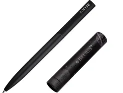 Stylo-bille belius rocket b monochrome sans agrafe encre bleue coloris noir dans coffret cadeau original cylindrique
