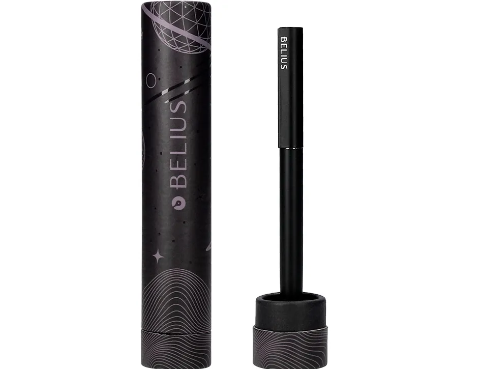 Stylo-bille belius rocket b monochrome sans agrafe encre bleue coloris noir dans coffret cadeau original cylindrique