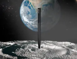 Stylo-bille belius rocket b monochrome sans agrafe encre bleue coloris noir dans coffret cadeau original cylindrique